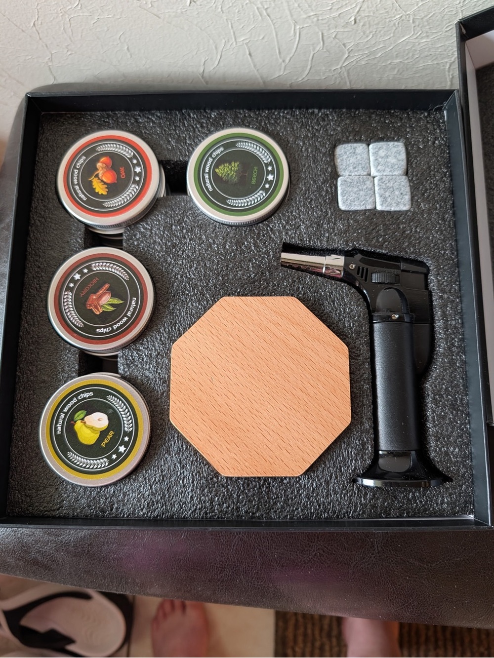 Whisky Smoker Cocktail Kit with Torch and Wood Hexagon